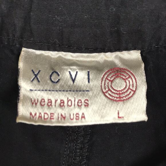 XCVI Black Utility Pants High Rise Straight Leg Pockets Cotton Women's Large - Picture 9 of 10